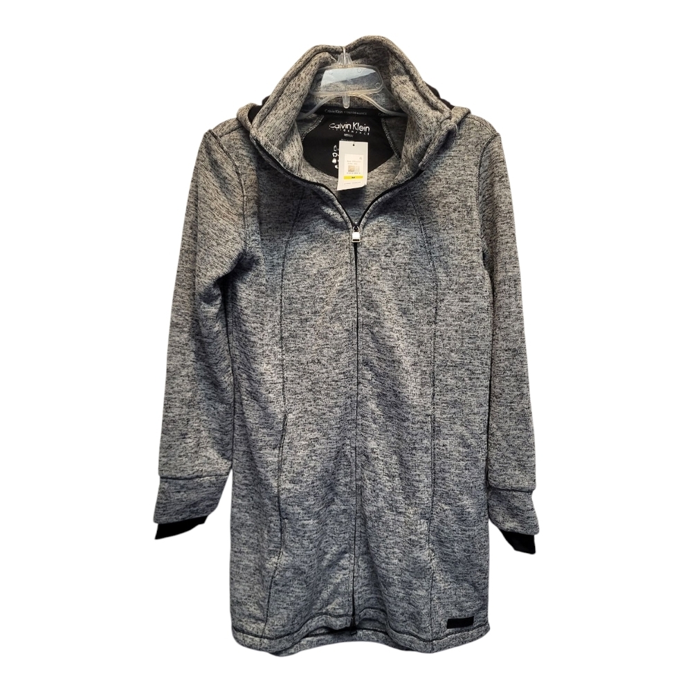 NWT Womens Calvin Klein Gray Oversized Zip-front Performance Hoodie -Size M